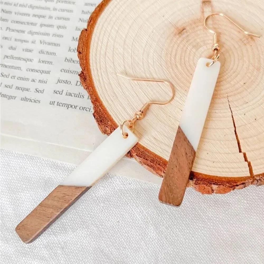 ‎Two Tone Geometric Drop Earrings - Picture 2 of 10